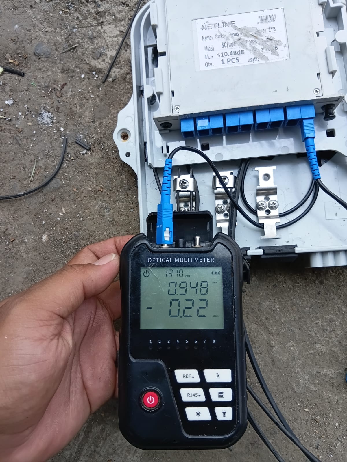 Pemeriksaan sinyal menggunakan optical multimeter.